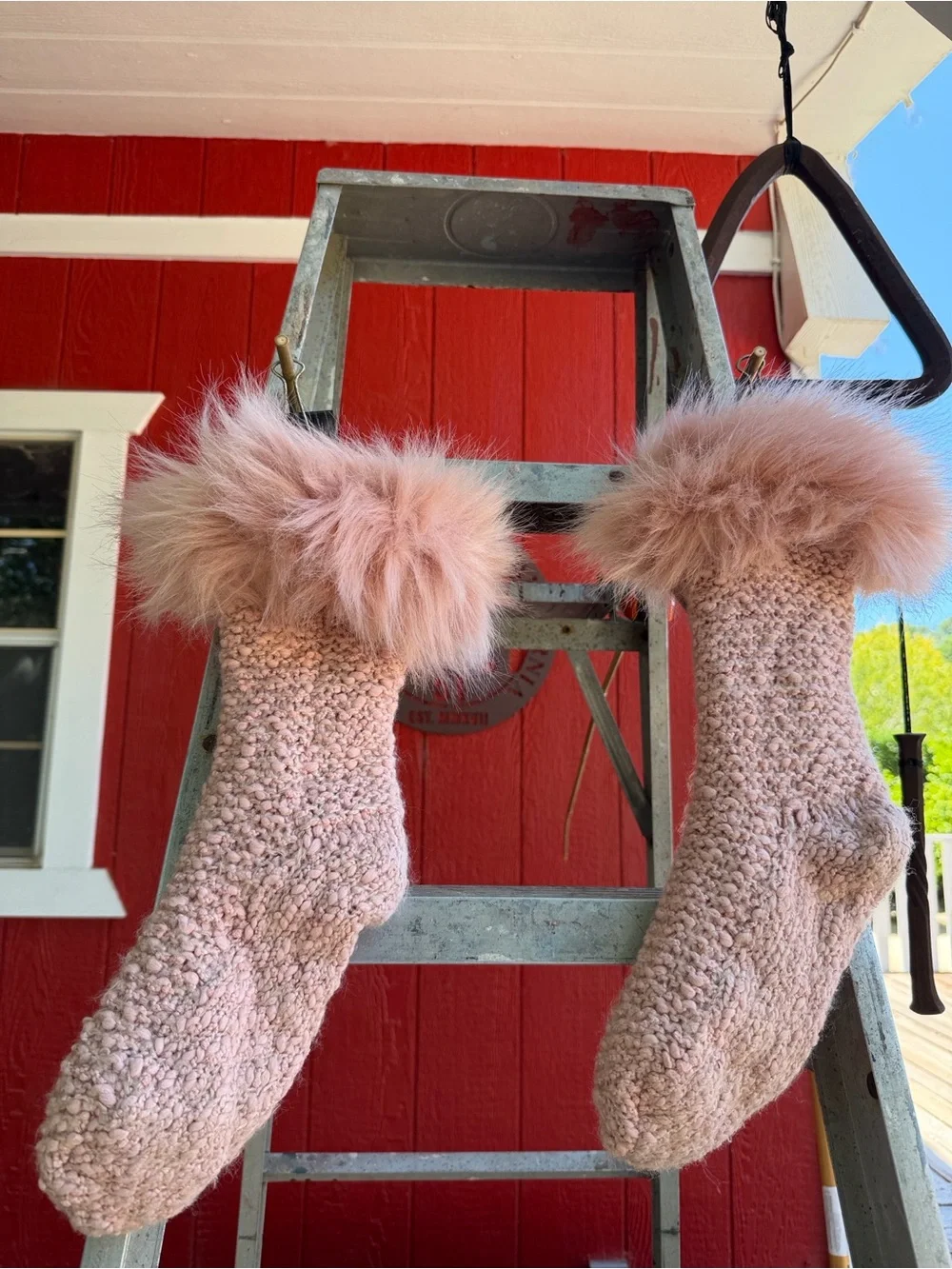 Plush Faux-Fur Cuff Cozy Socks - Pink